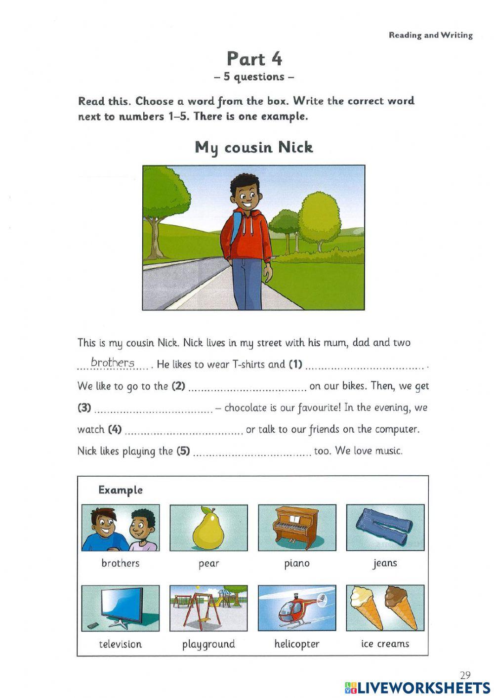 Starter 4 Reading and Writing Test 2