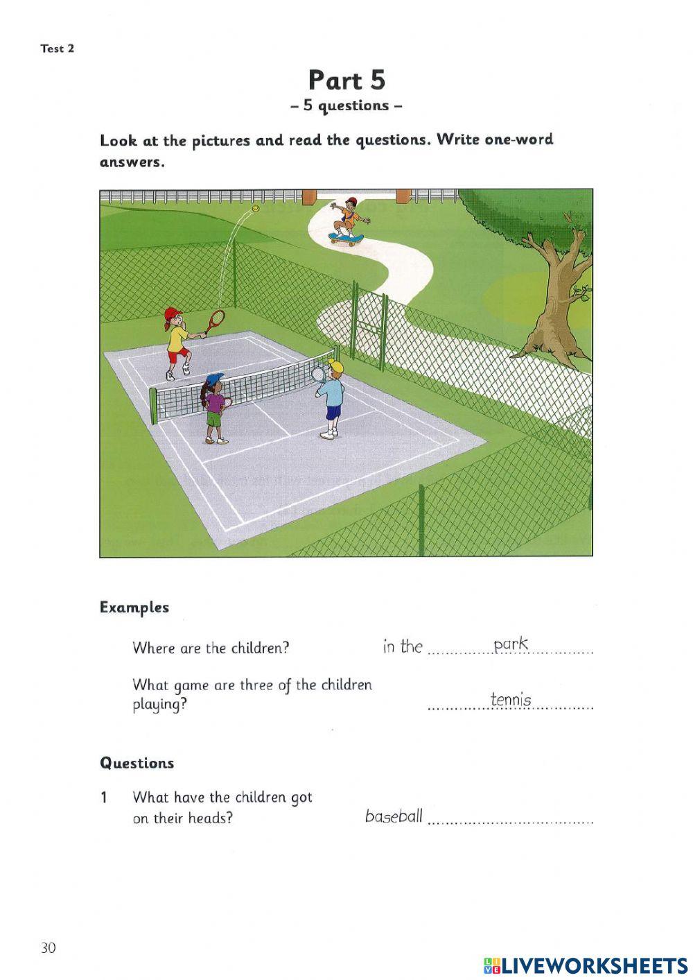 Starter 4 Reading and Writing Test 2