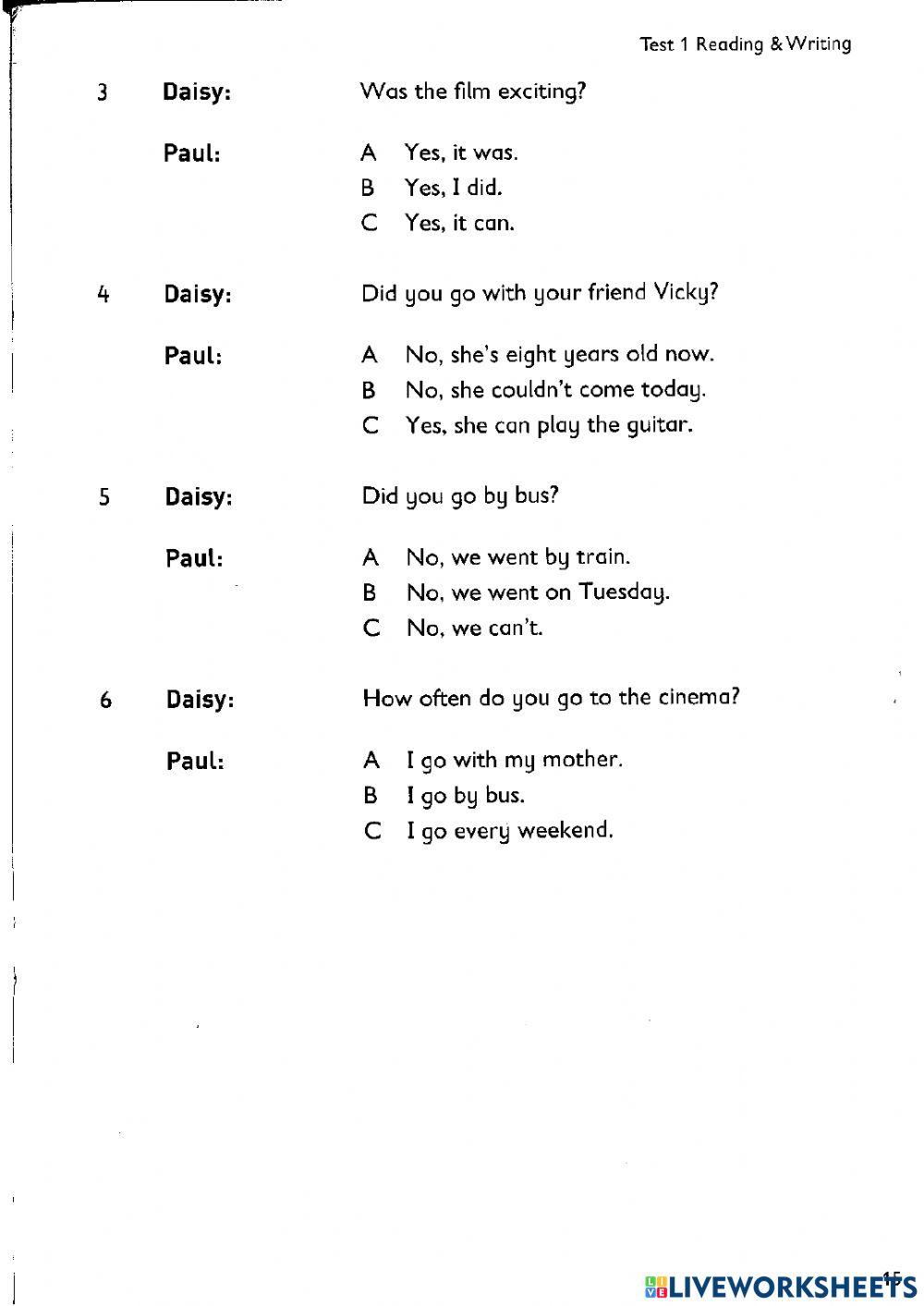 Reading and Writing 1