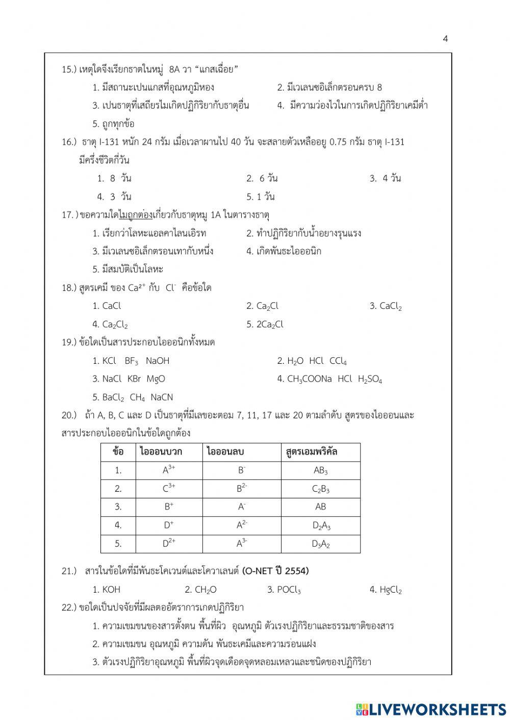 รายวิชาเคมี 6 รหัสวิชา ว33222