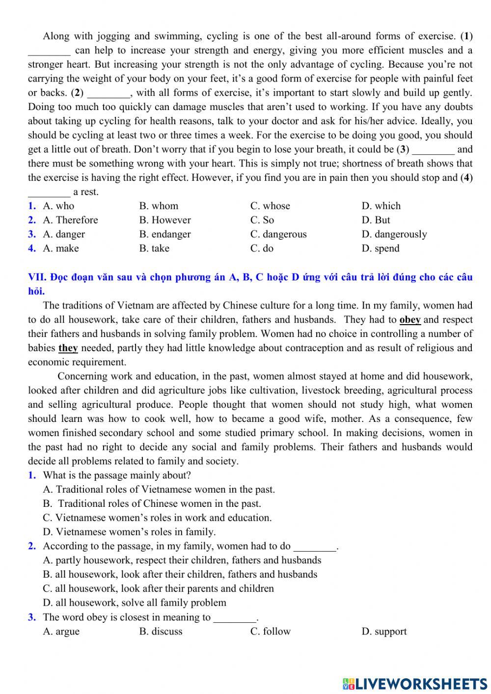 Đề thi vào 10 số 2 -ME English