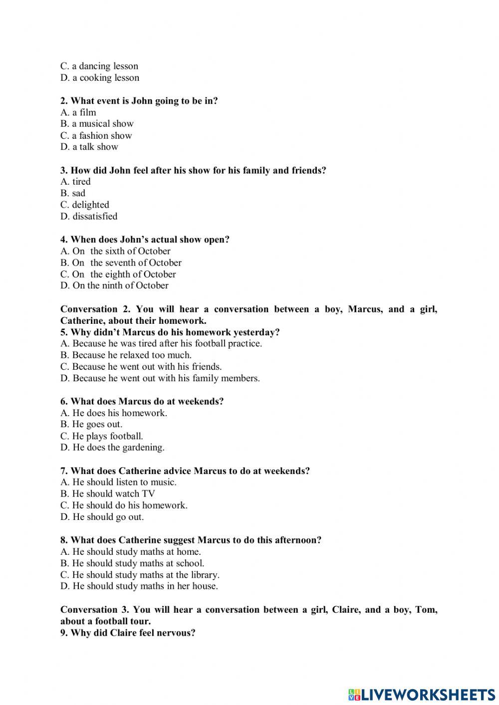 Level 5 - homework listening 2 vstep