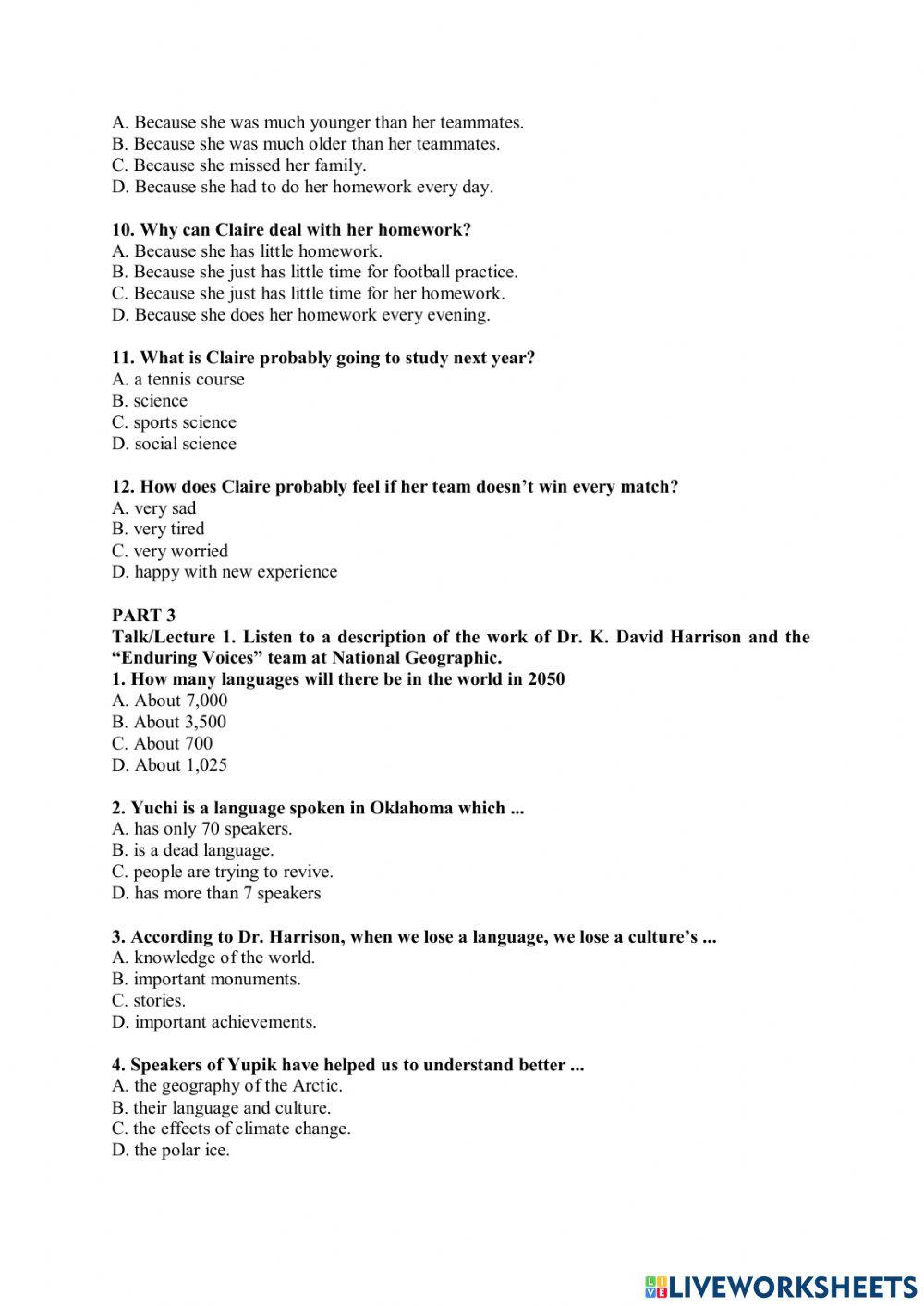 Level 5 - homework listening 2 vstep