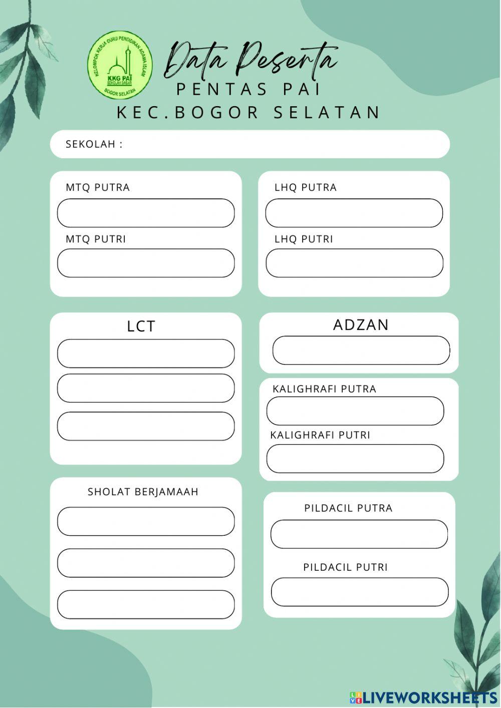 Data peserta pentas pai bogsel