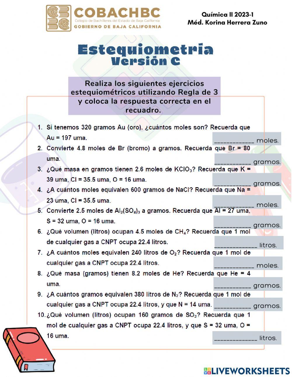 Cálculos estequiométricos-D Cálculos estequiométricos-D