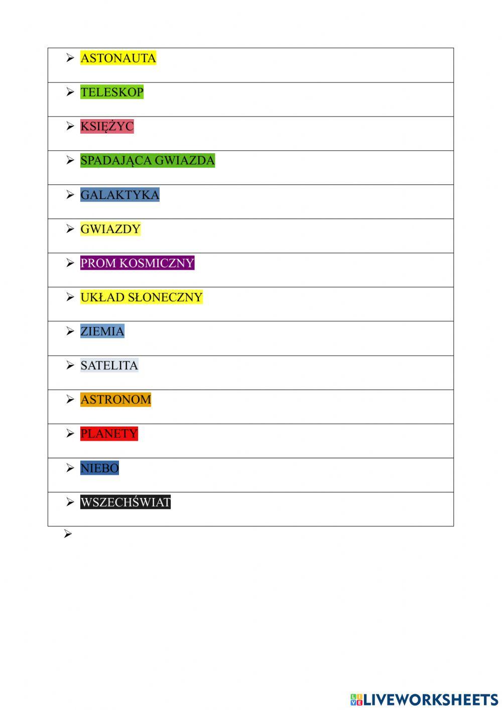 Junior explorer 6 vocabulary u6