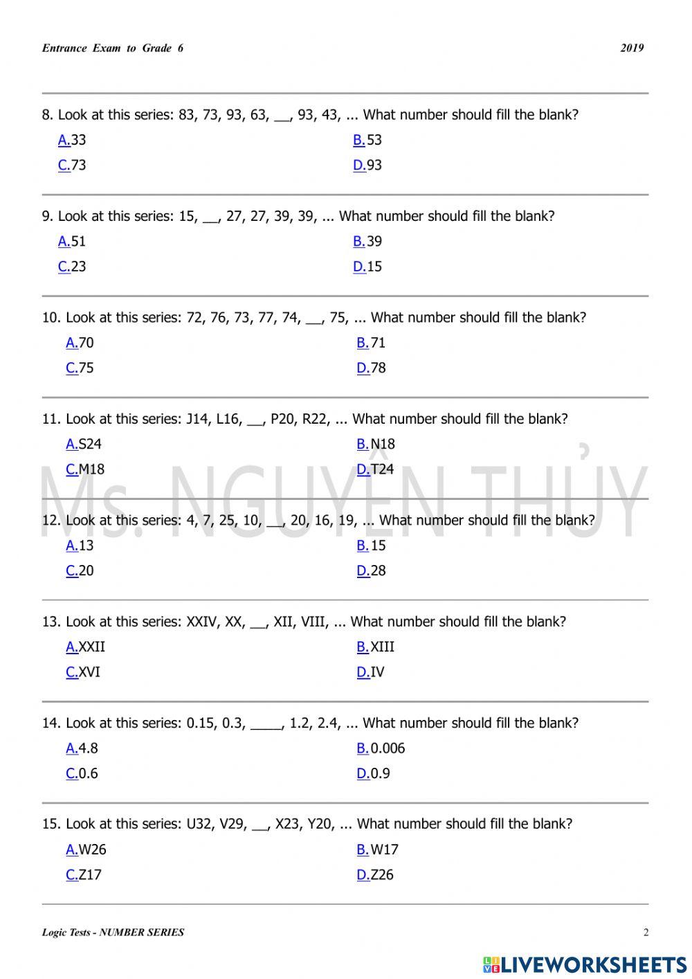 Logic - Number Series 1