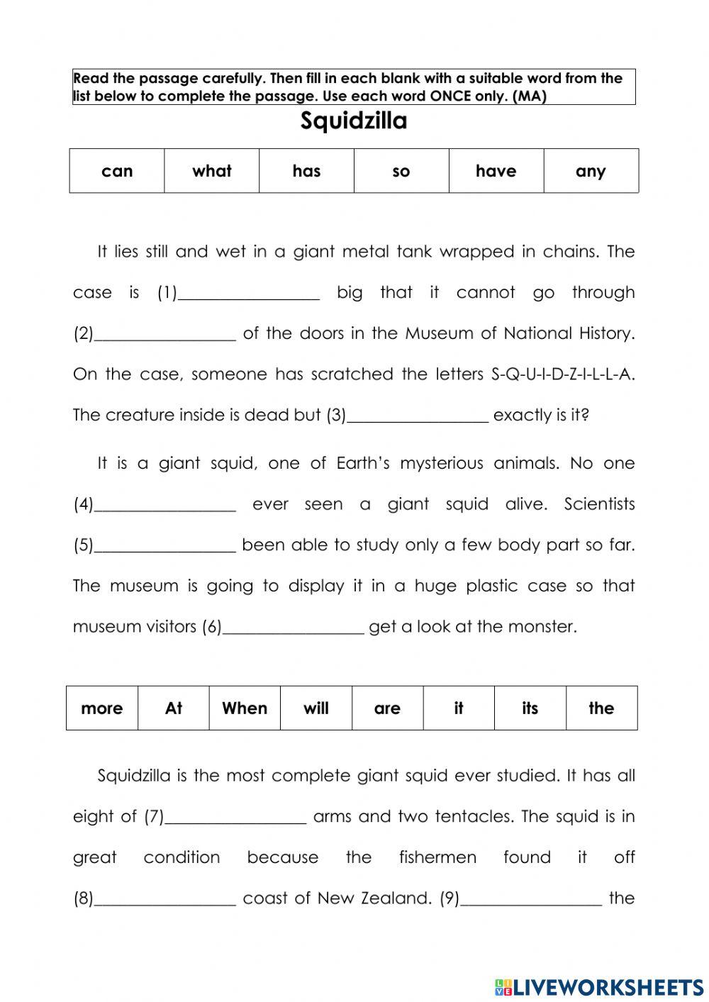 Fill in the blank - Squidzilla