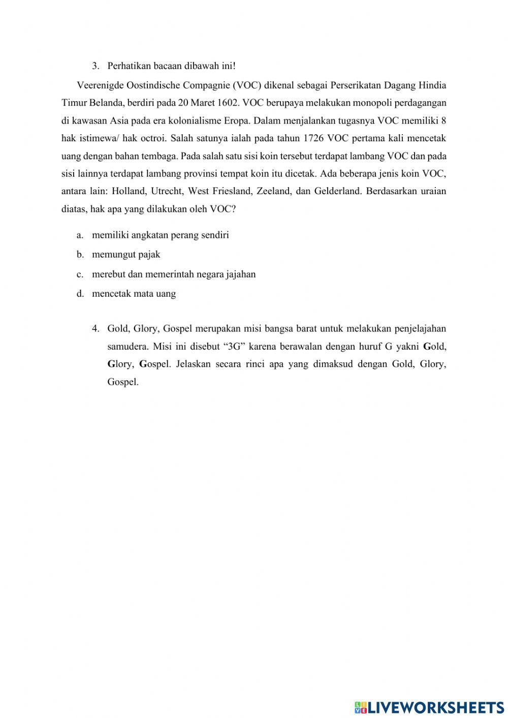 Evaluasi Kedatangan Bangsa Barat Ke Indonesia