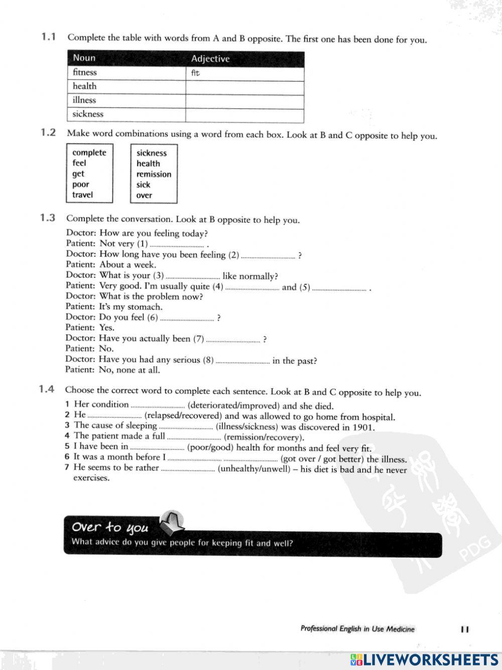 医学导论 1. Healthe and illness