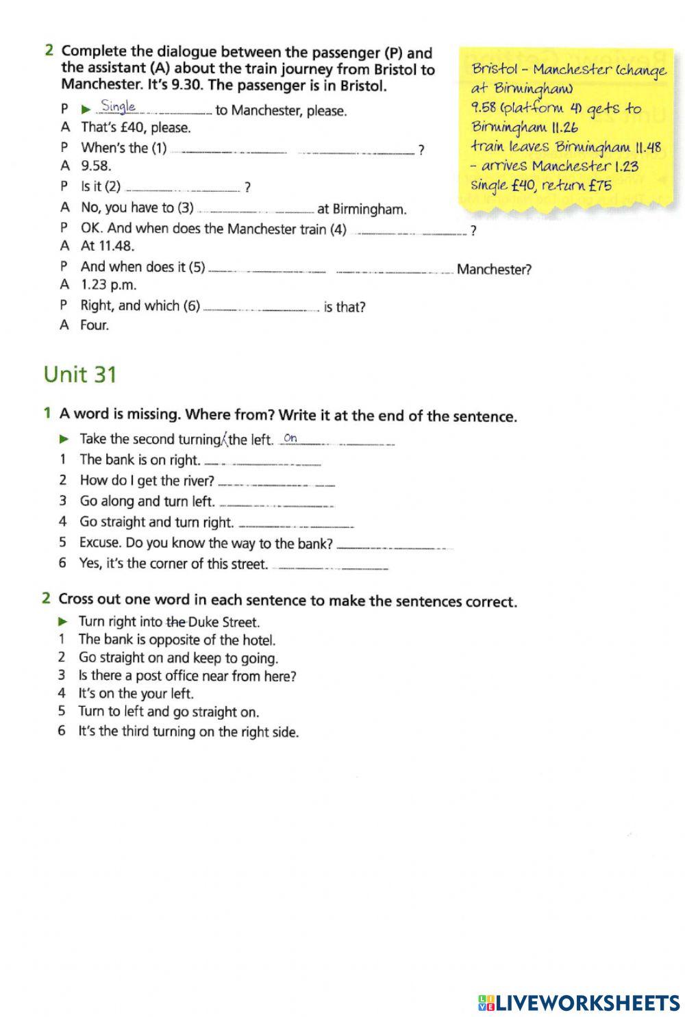 Basic Vocabulary Review 29-33 Getting around