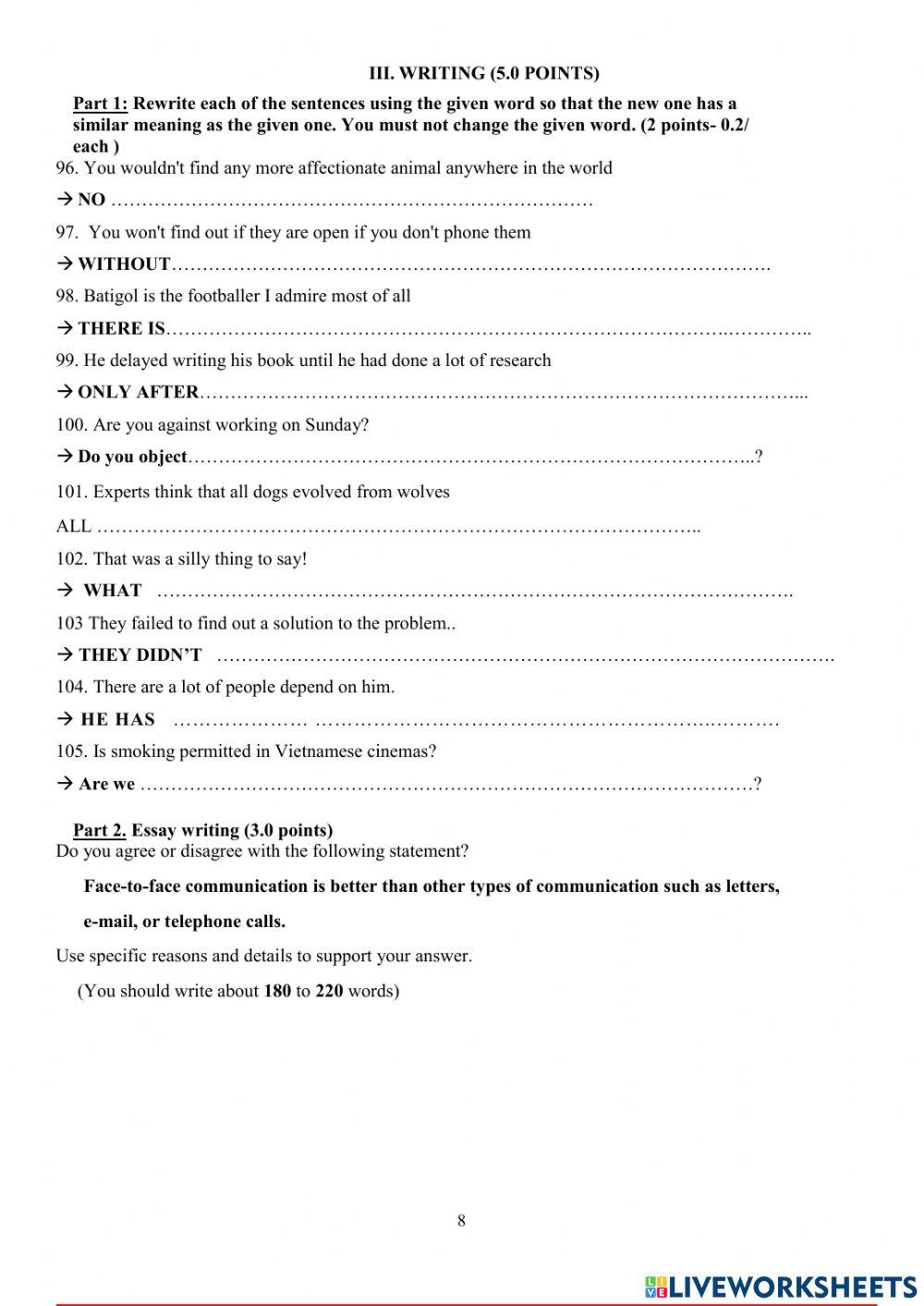 Olympic 10 - practice test 1