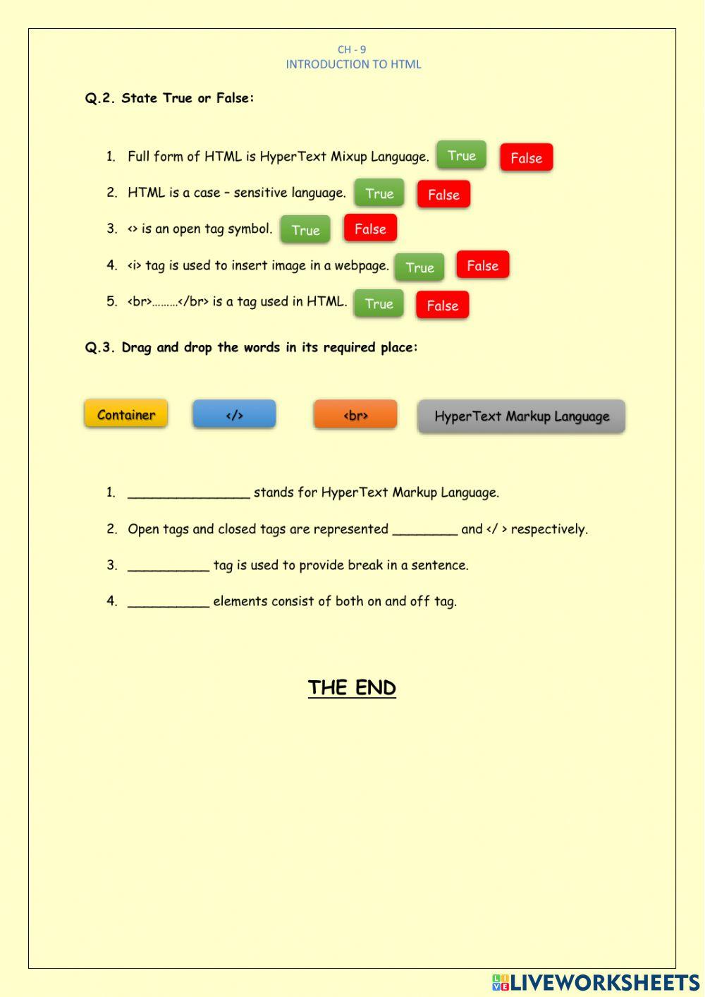 Html | JulieP | Live Worksheets
