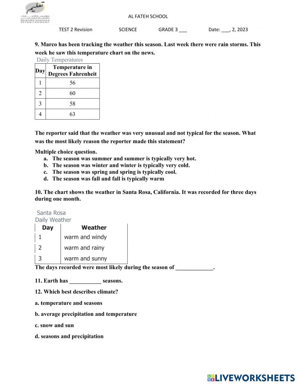 Unit 4 - TEST 2 revision 