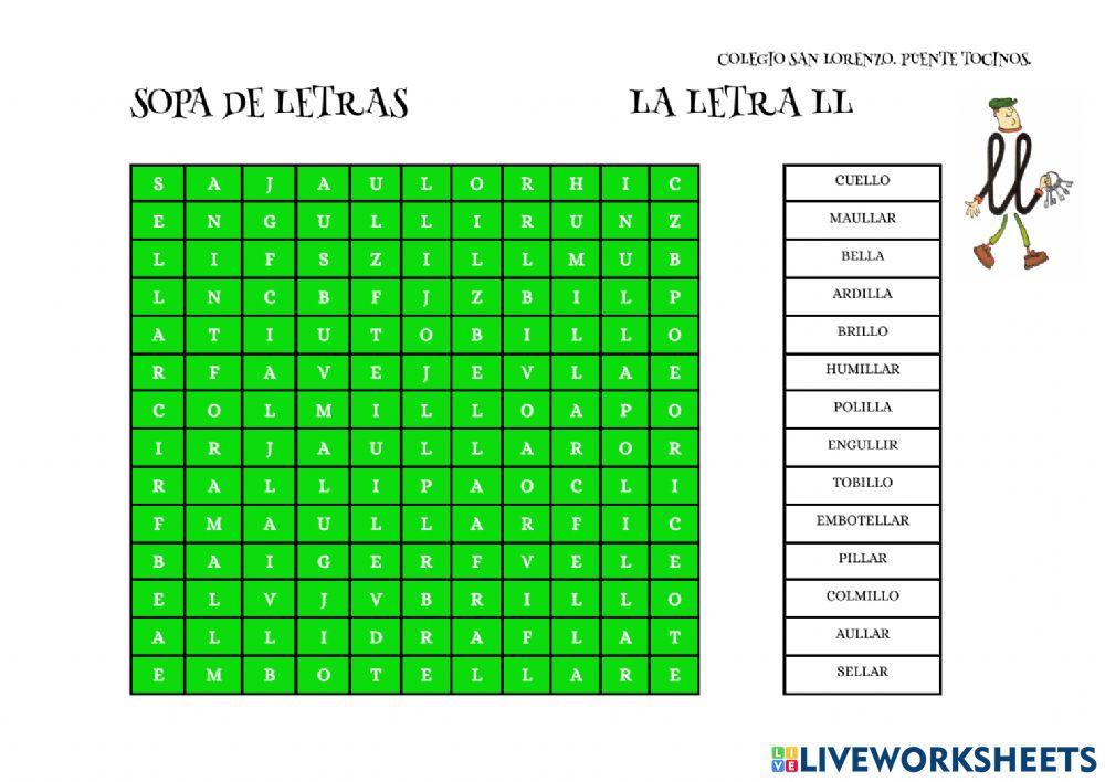 Palabras con ll Palabras con ll