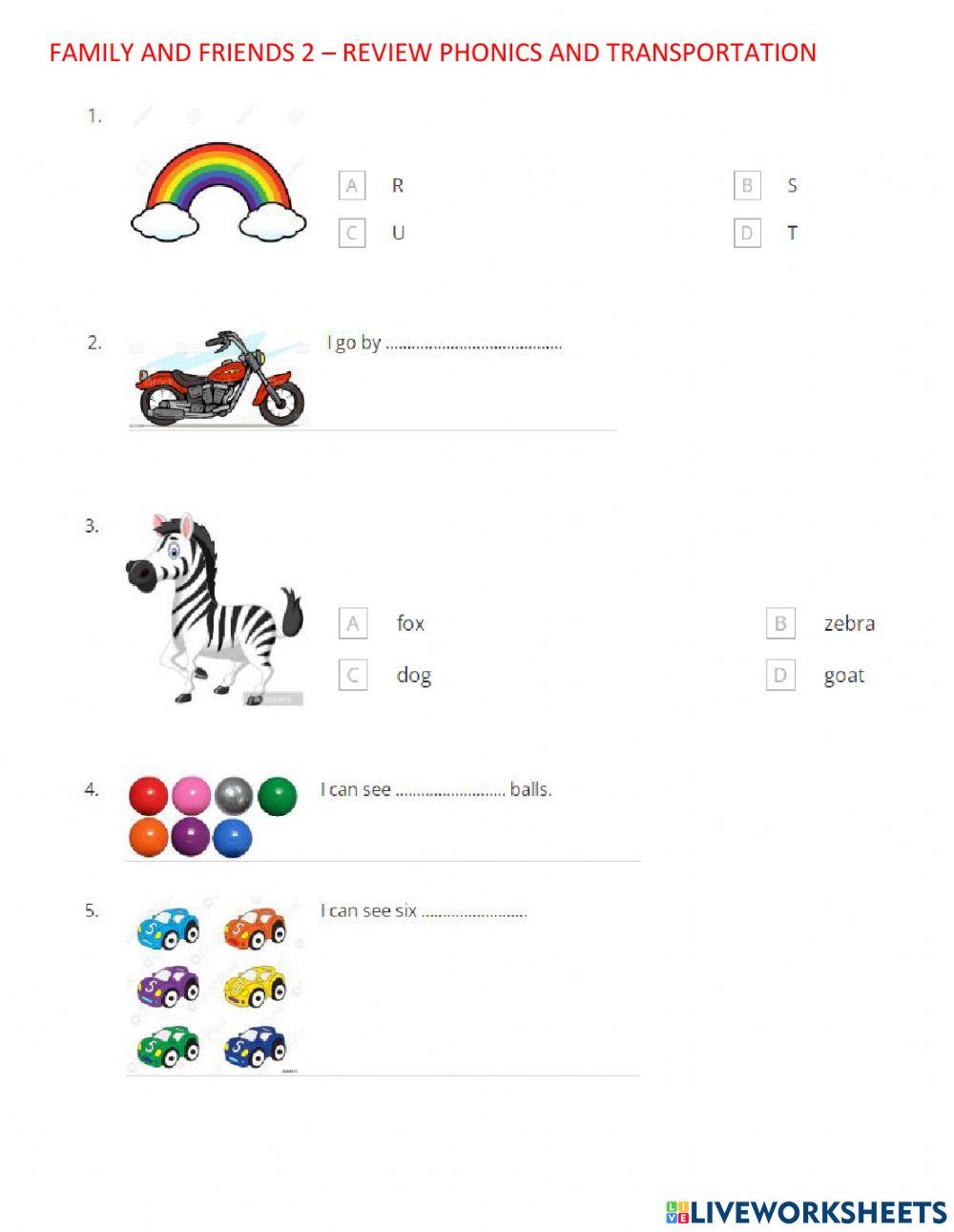 Family 2 - Review - Phonics and Transportation