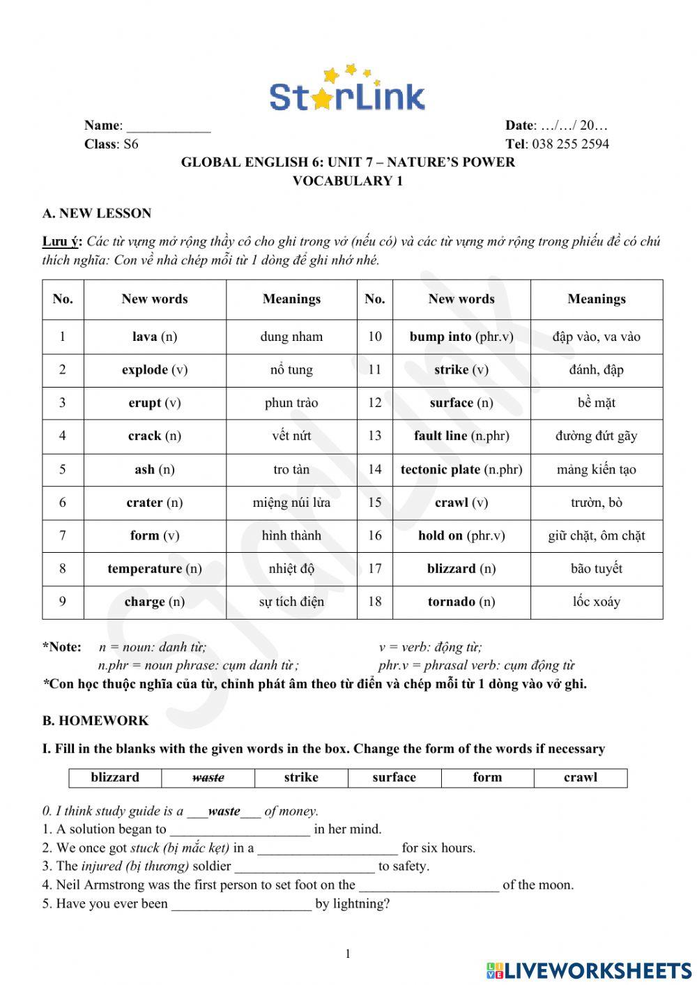 Foreign Teacher-S6-WEEK 26-U7-VOCAB 1