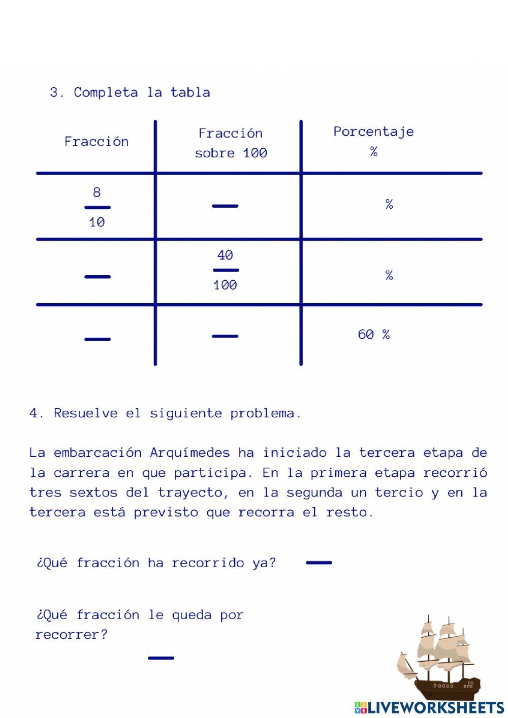 Fracciones y porcentajes