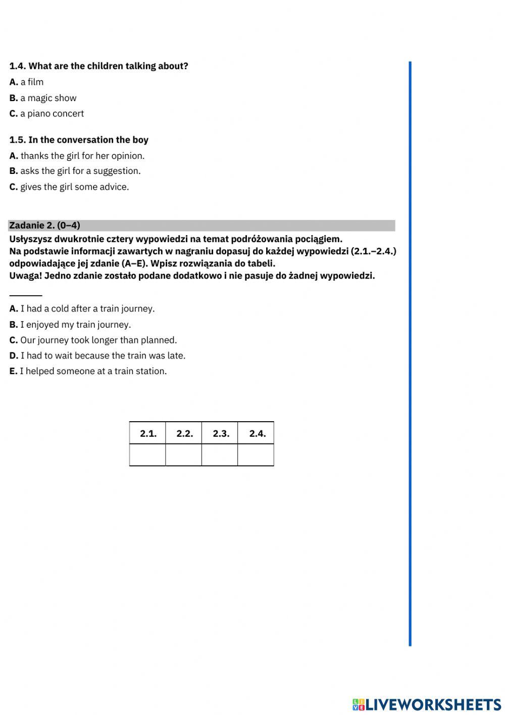 egzamin 2022 - słuchanie 