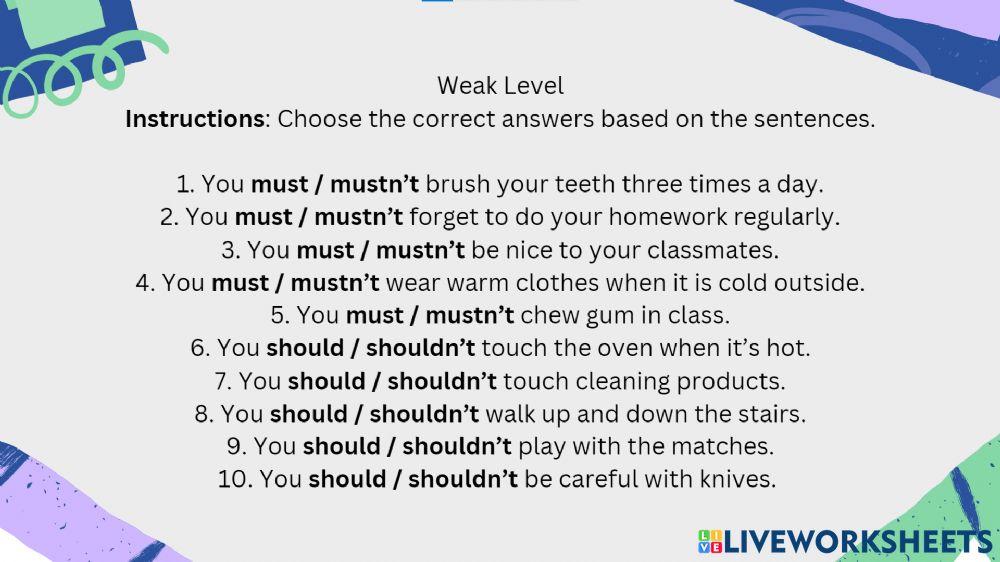 Modal Verbs of Obligation