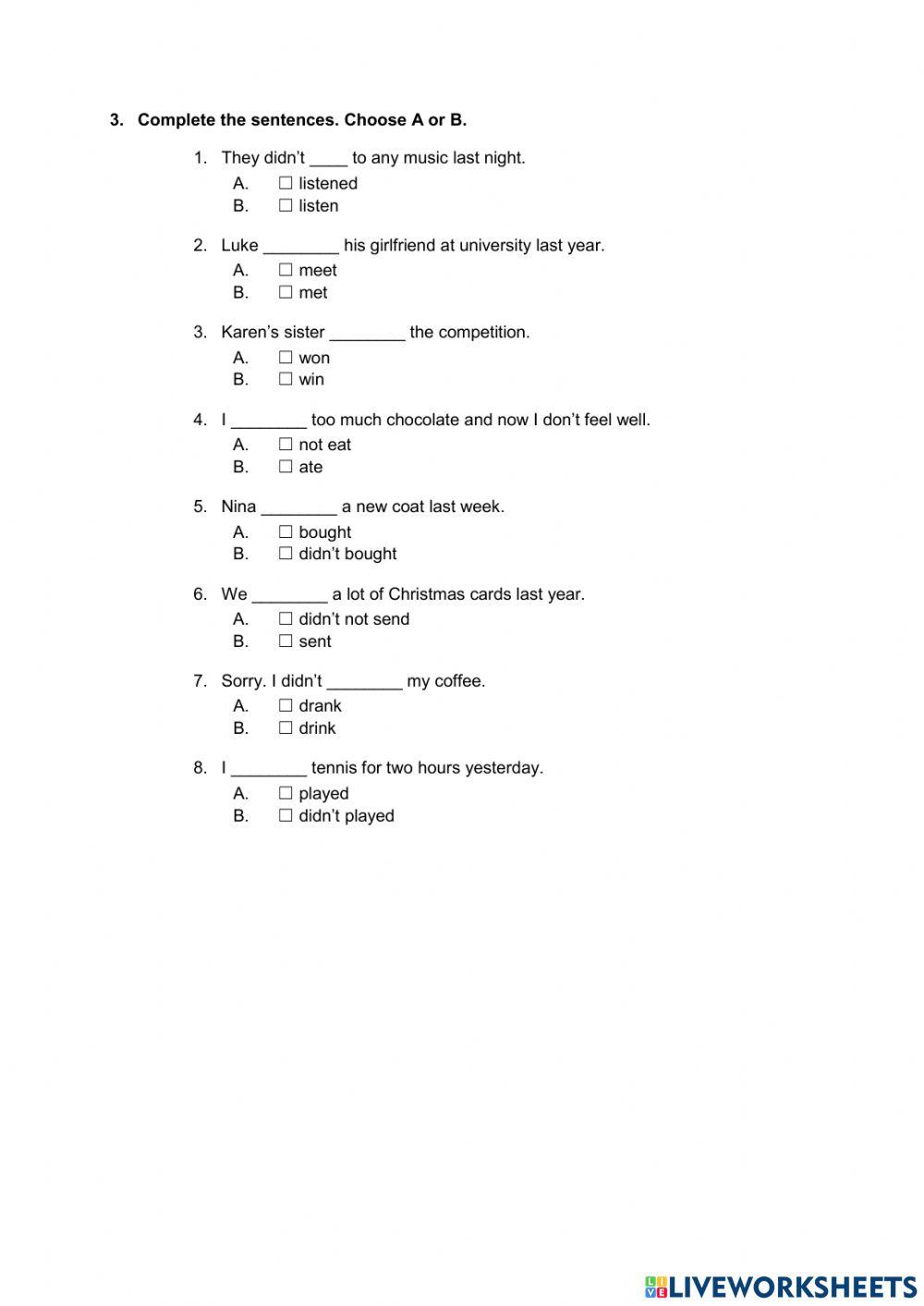Practice for the test- P3-Unit 1