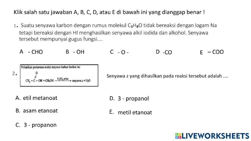Soal senyawa karbon