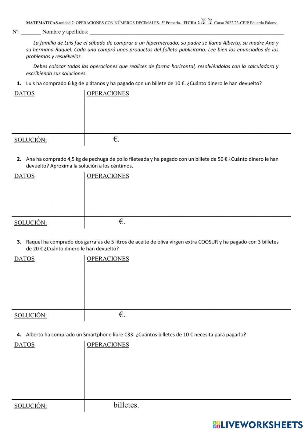 Decimales con calculadora