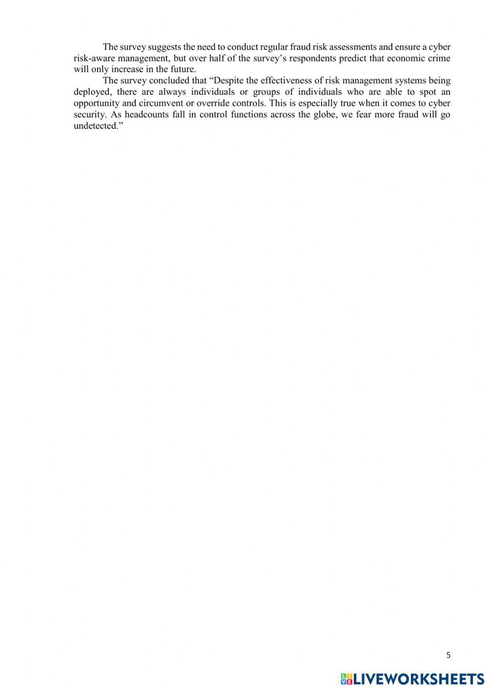 Test economics and economic crimes