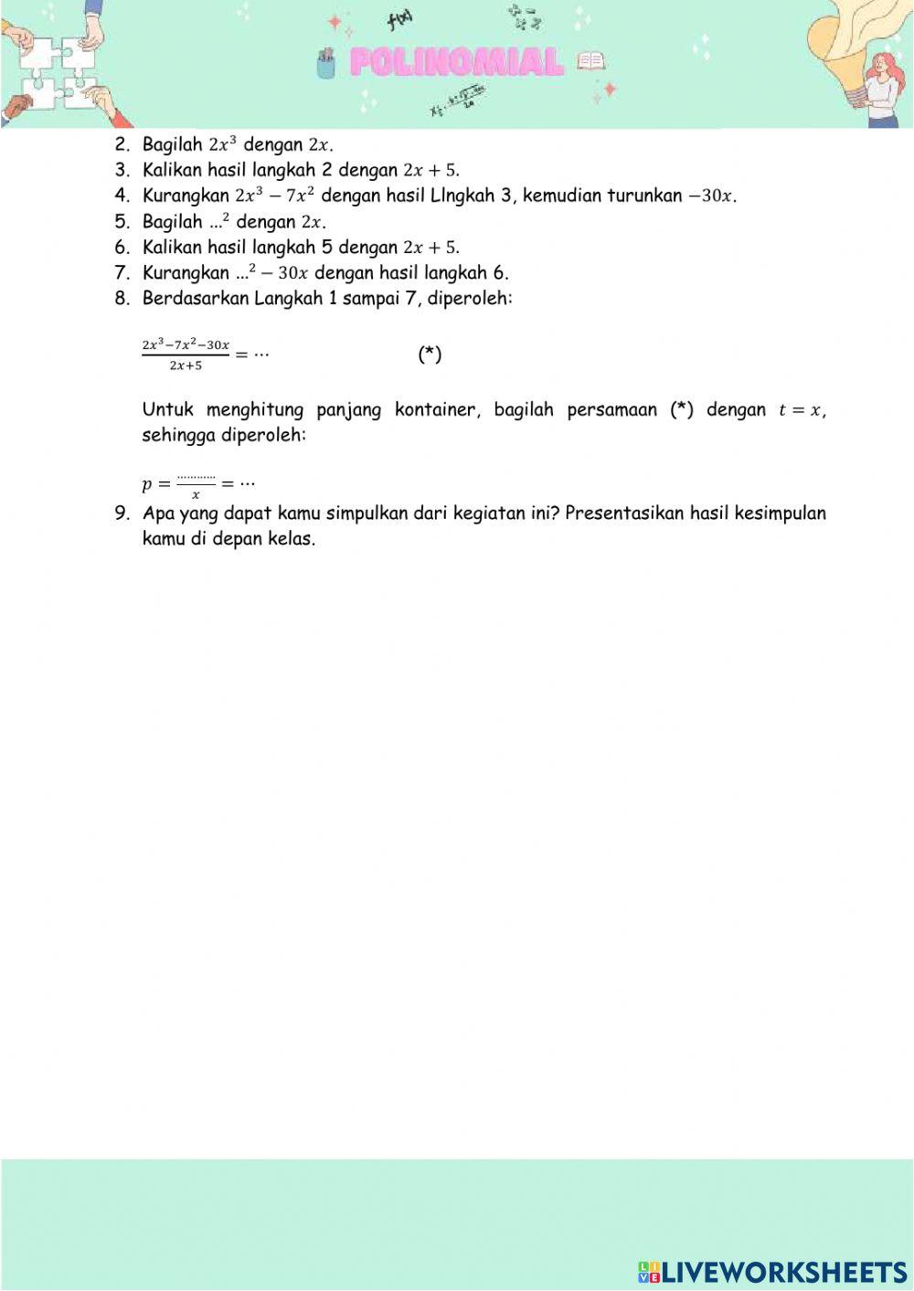 Pembagian Bersusun Polinomial (LKPD)