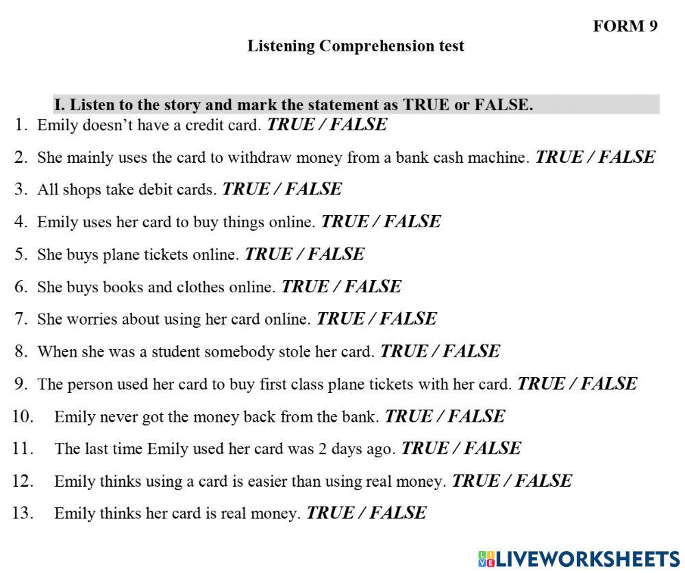 Олимпиада Listening 9 PLASTIC MONEY