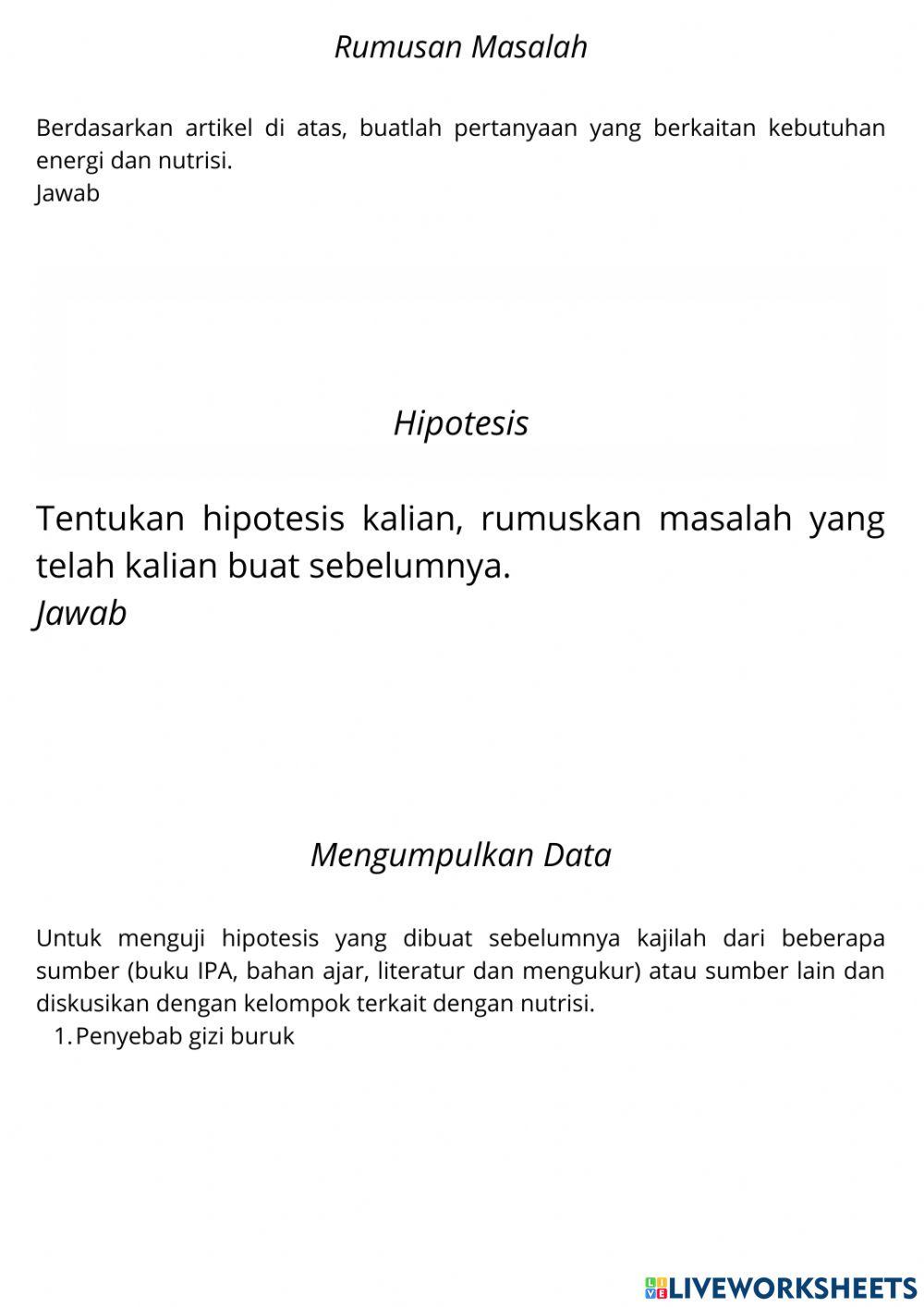 Nutrisi dan Kebutuhan Energi