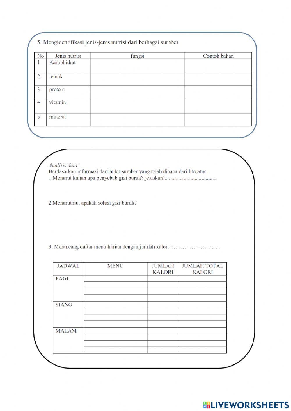 Nutrisi dan Kebutuhan Energi