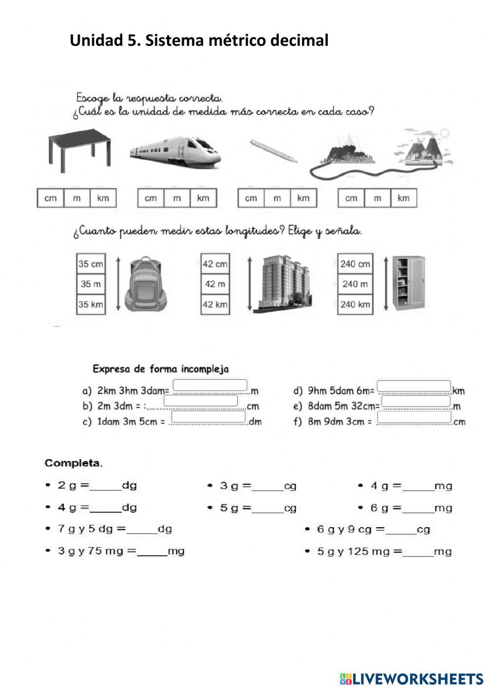 Ejercicios SMD (Sistema métrico decimal)