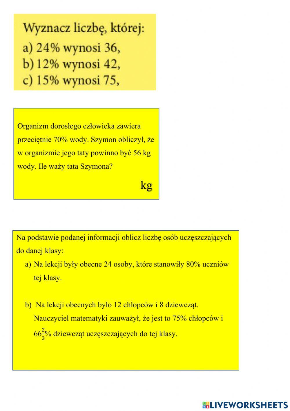 Obliczenia procentowe