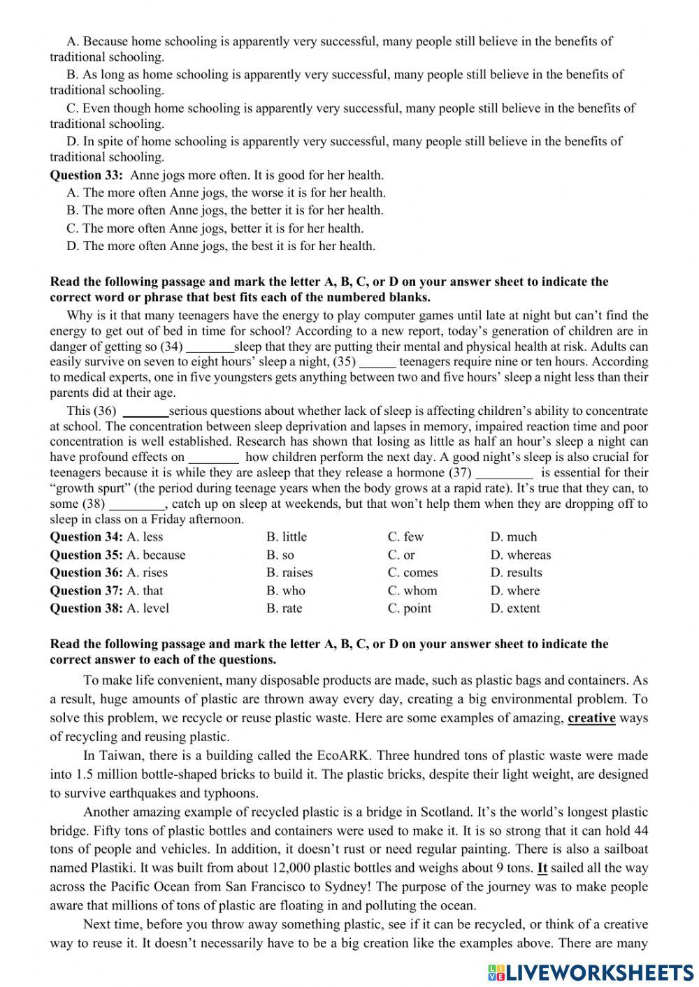 Sample test for the second mid term test (grade 12)