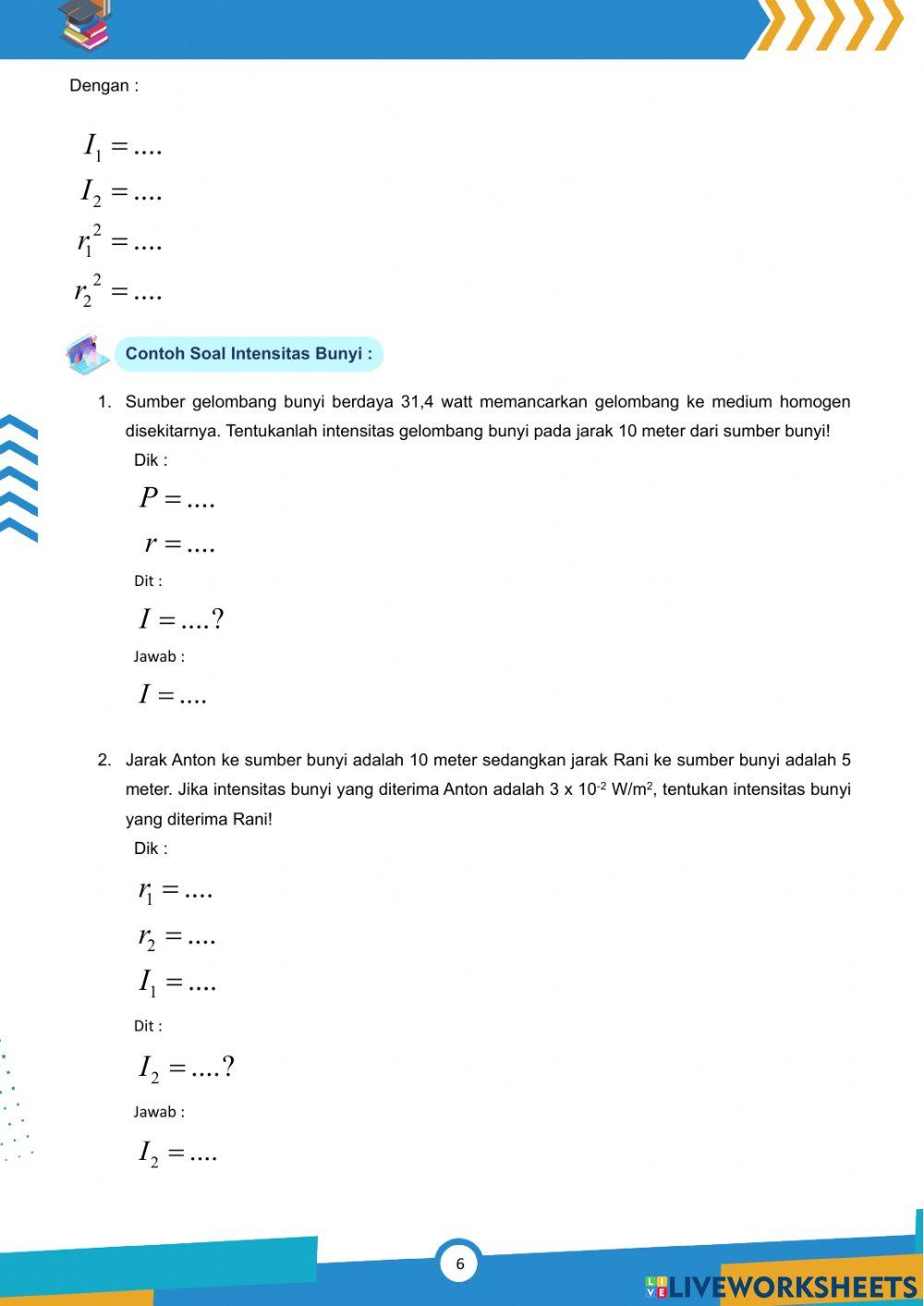 LKPD Intensitas dan Taraf Intensitas Bunyi