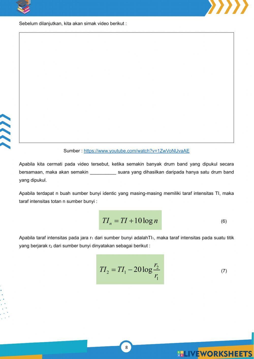 LKPD Intensitas dan Taraf Intensitas Bunyi