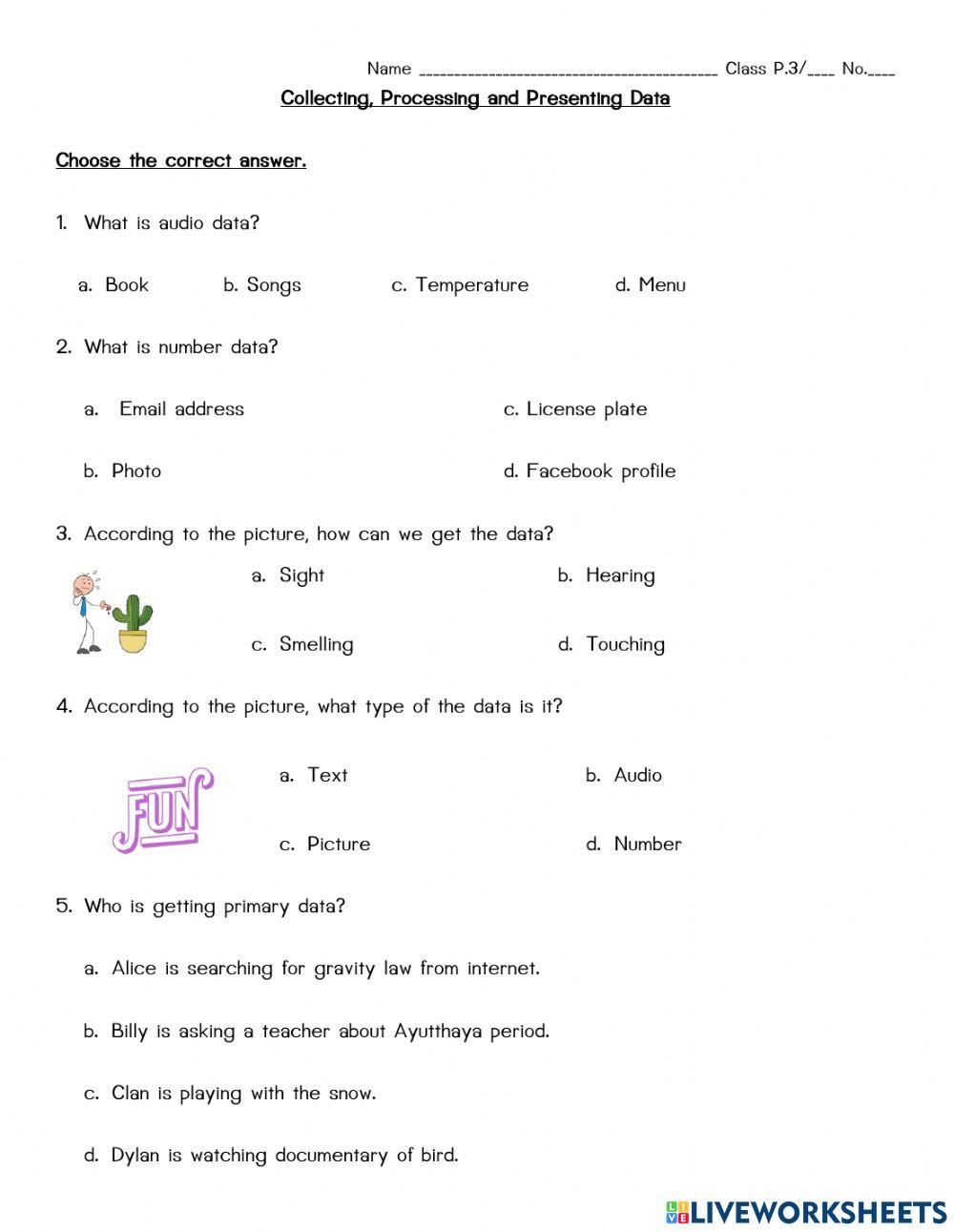 Collecting Data online worksheet | Live Worksheets