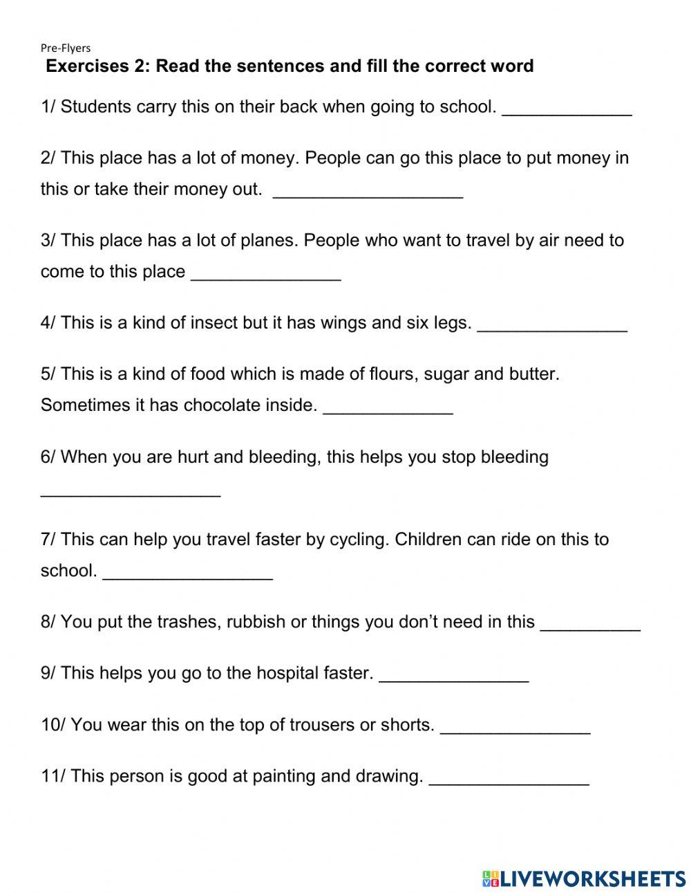 Pre-Flyers - Unit 7 - WH Questions in Flyers