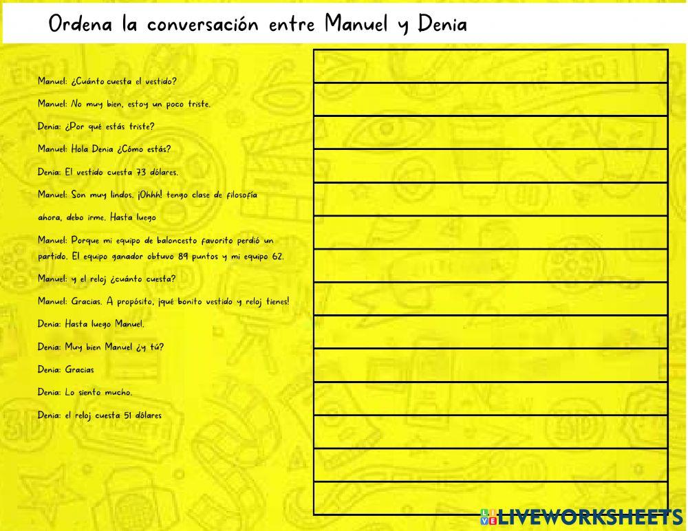 Cuanto cuesta ordenar- conversation