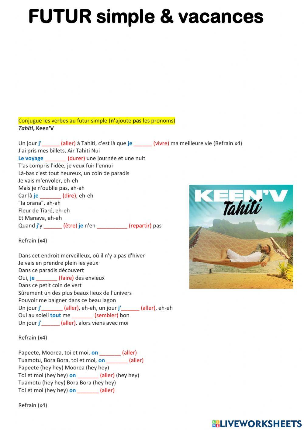 Futur simple - Tahiti, Keen'V