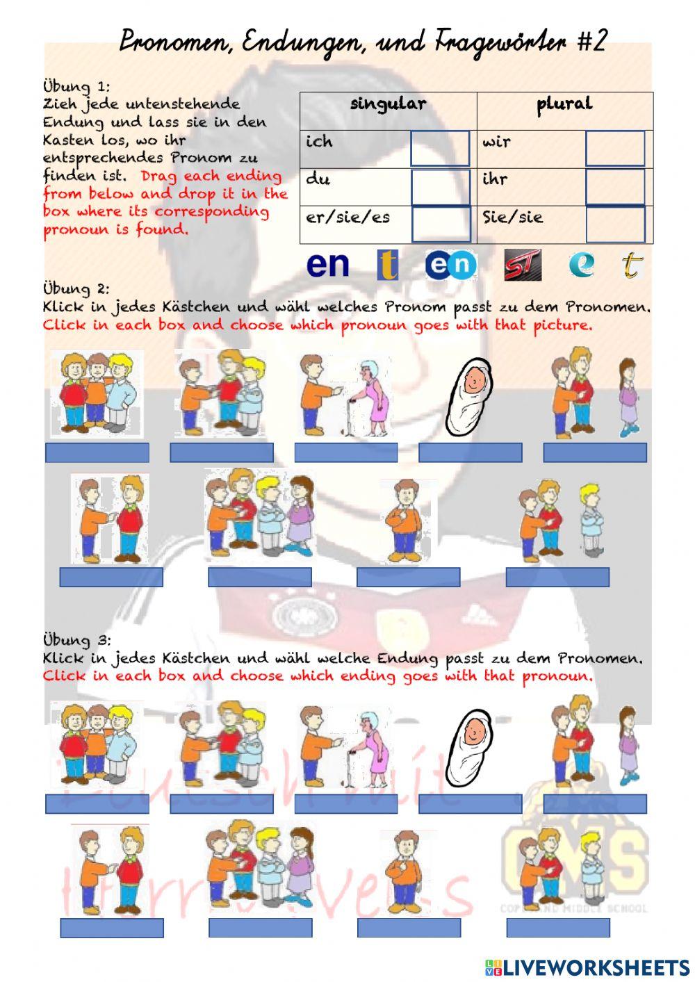 Pronomen, Endungen, und Fragewörter 2