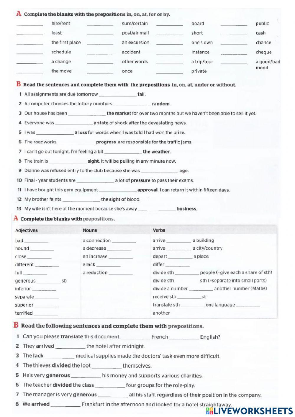 Prepositions Use of English
