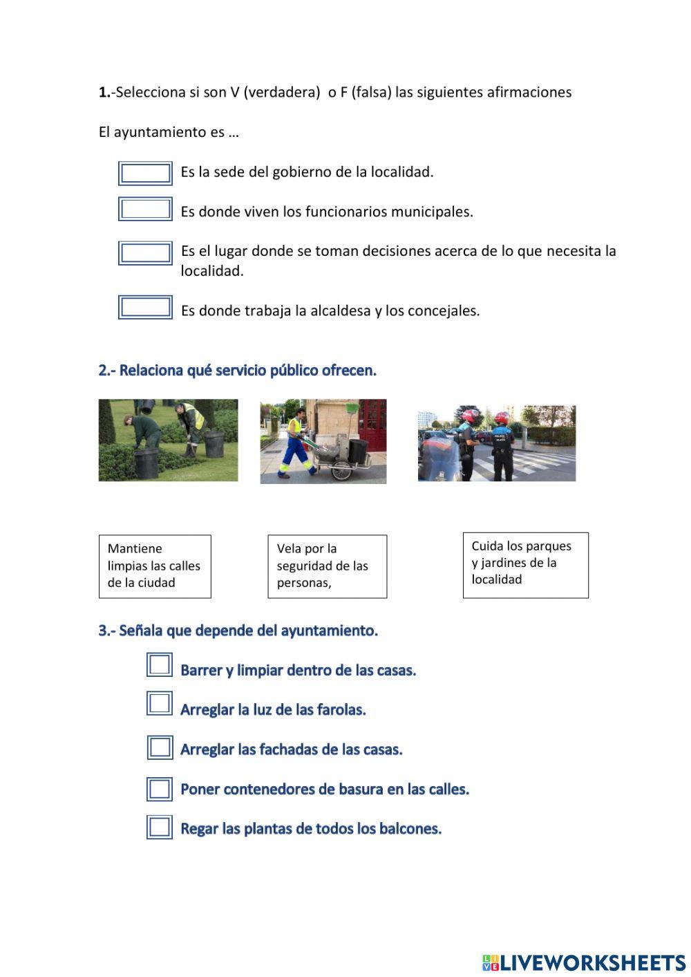 Ficha 2º primaria. Gobierno de la localidad y servicios municipales