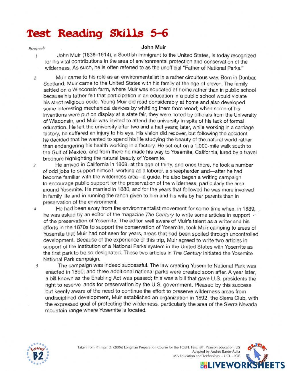 Reading Ex.: TOEFL (skills 5-6)