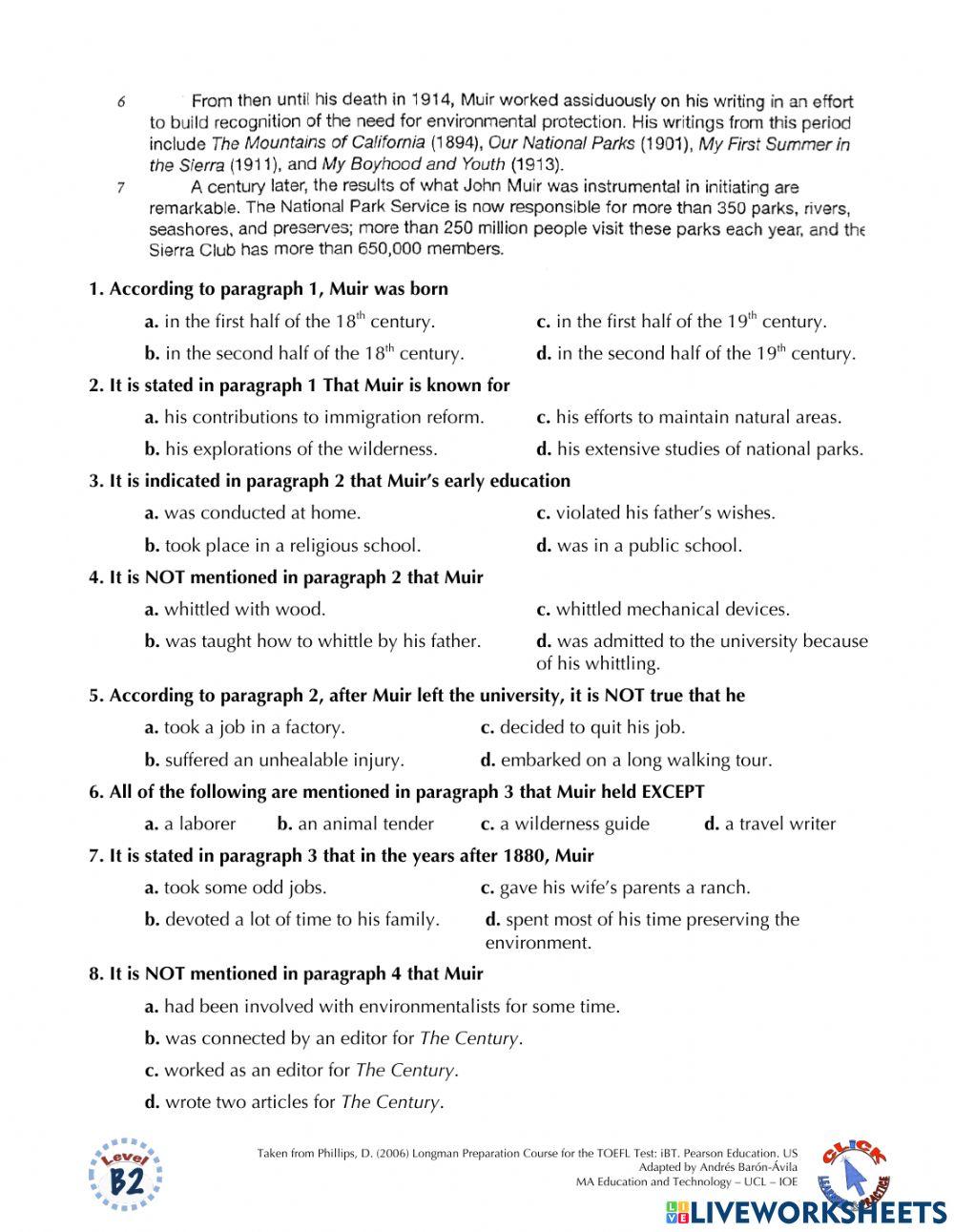 Reading Ex.: TOEFL (skills 5-6)