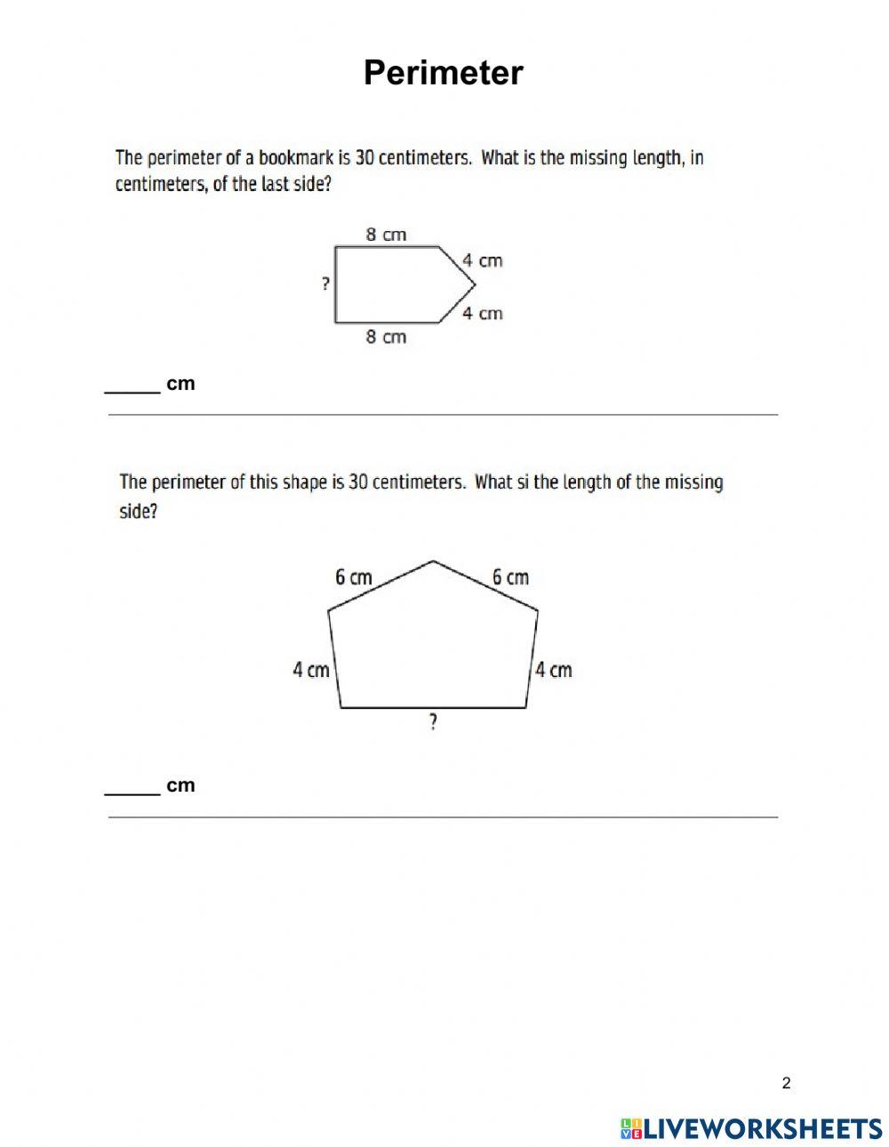 Perimeter missing numbers