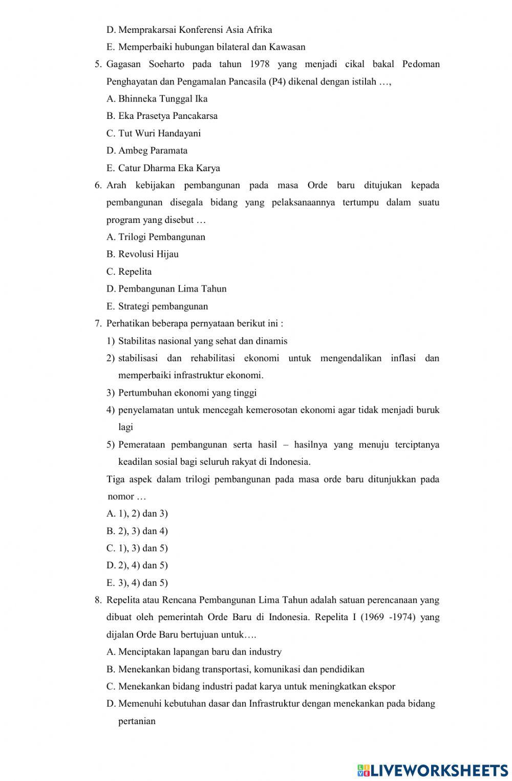 SOAL PAT Sejarah Indonesia