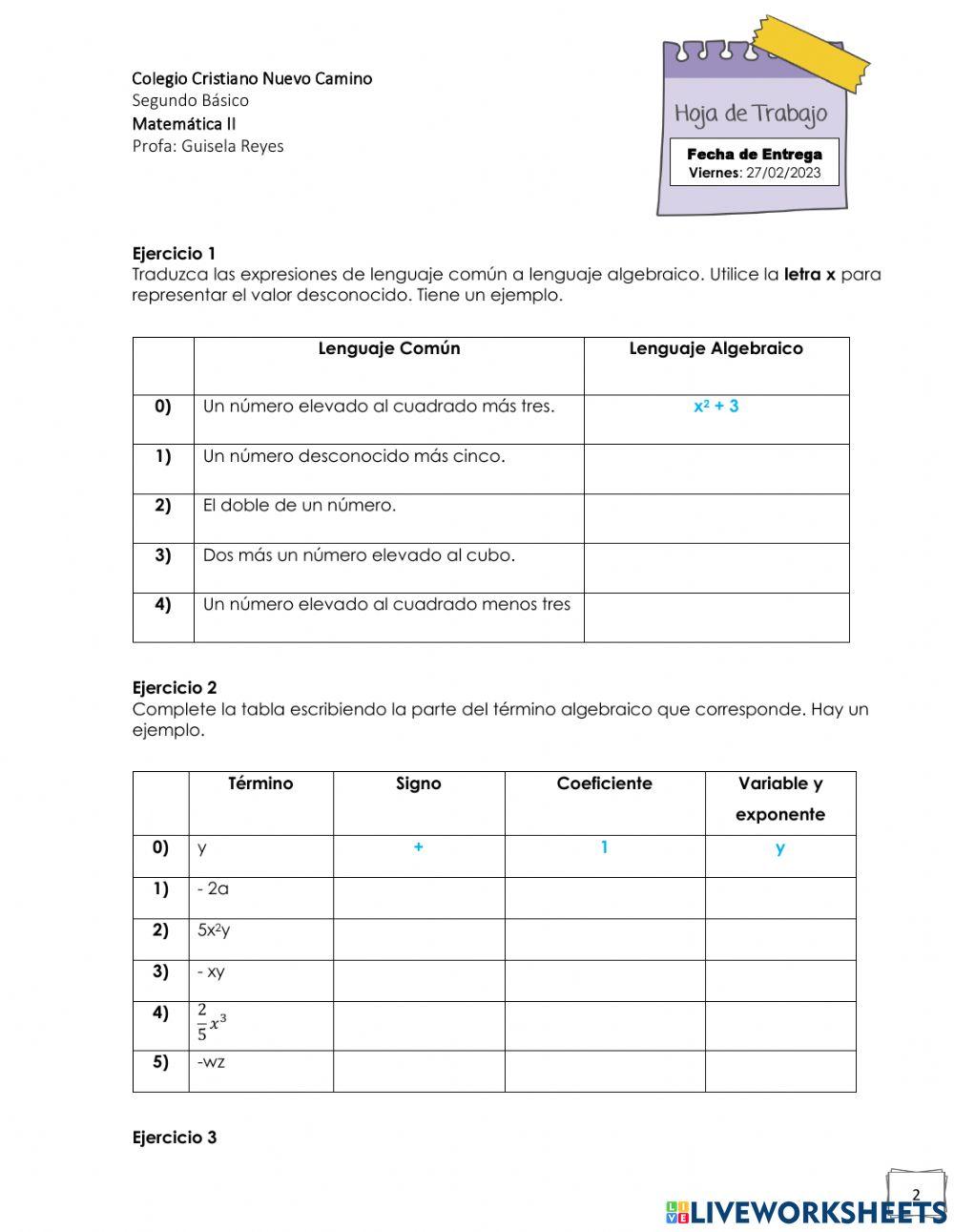 1.1 Introducción al Algebra