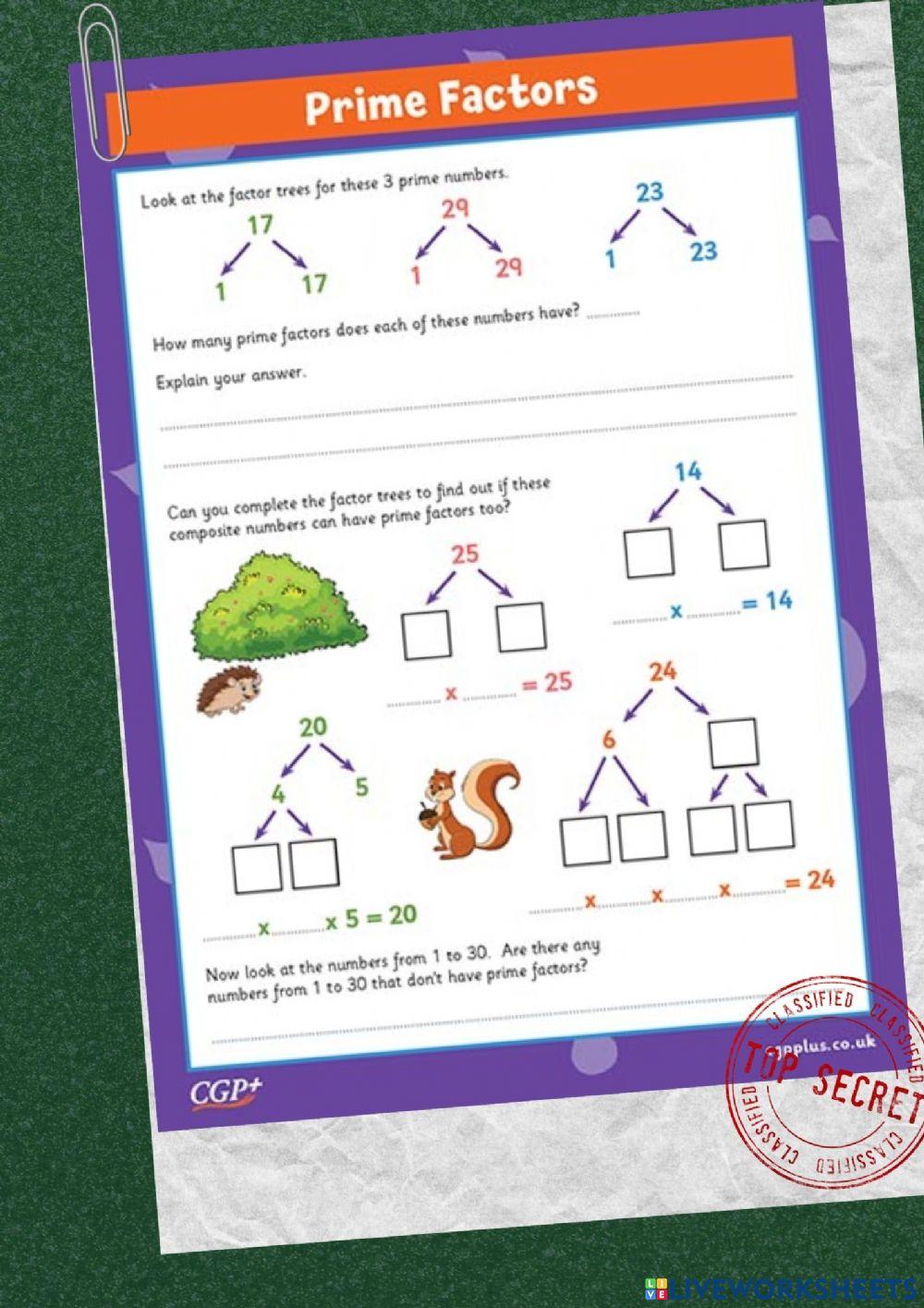 Prime factor online exercise live worksheets